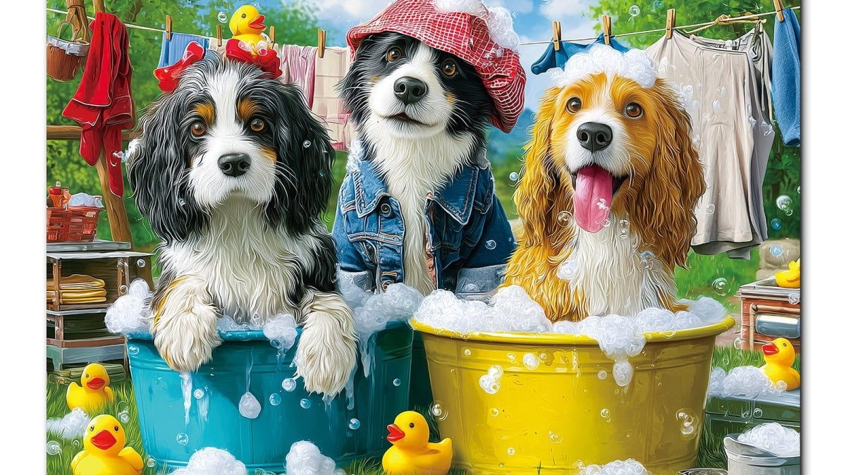 Artistic 1000-Piece Cardboard Jigsaw Puzzle - Bubble Pup Squad