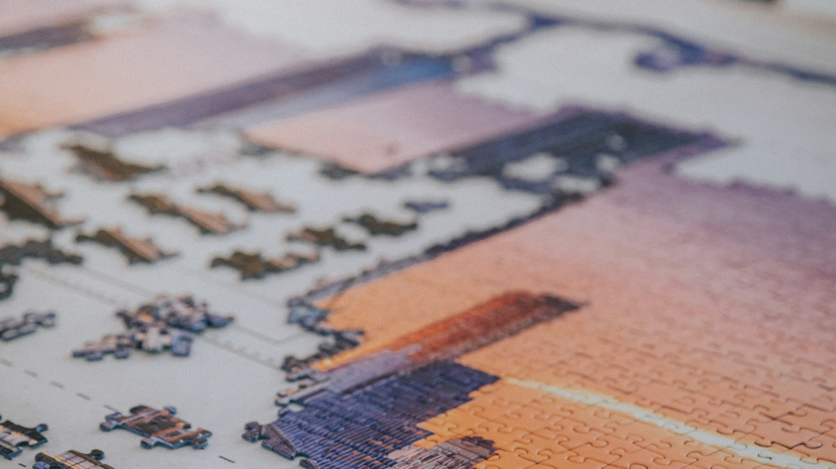 white and pink jigsaw puzzle