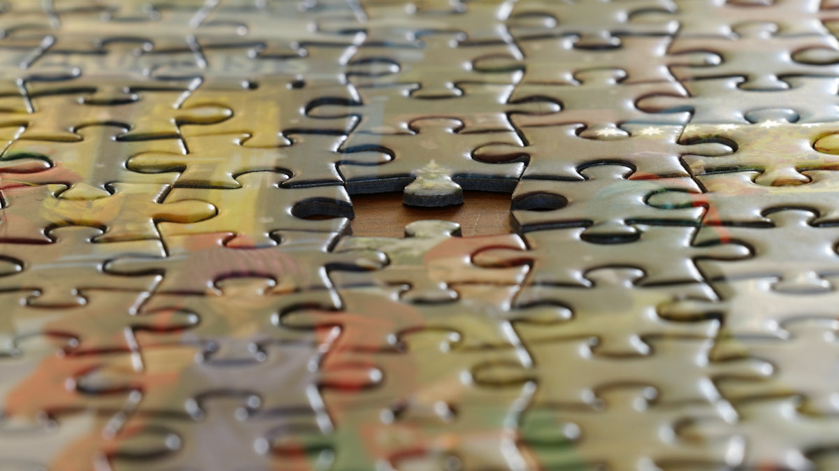 a close up view of a puzzle piece