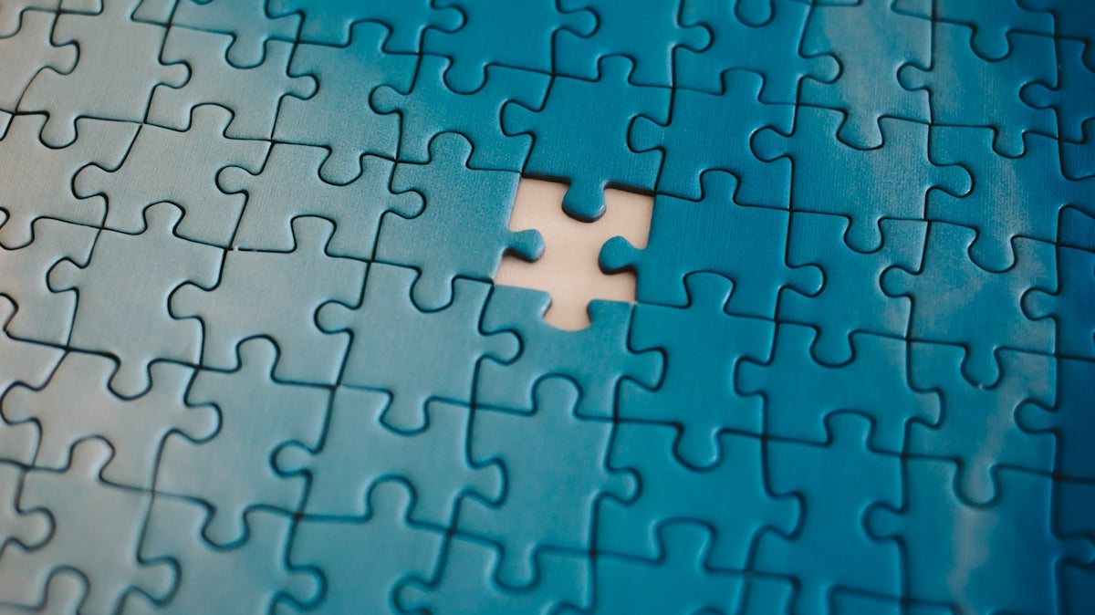 A piece of a puzzle with a missing piece