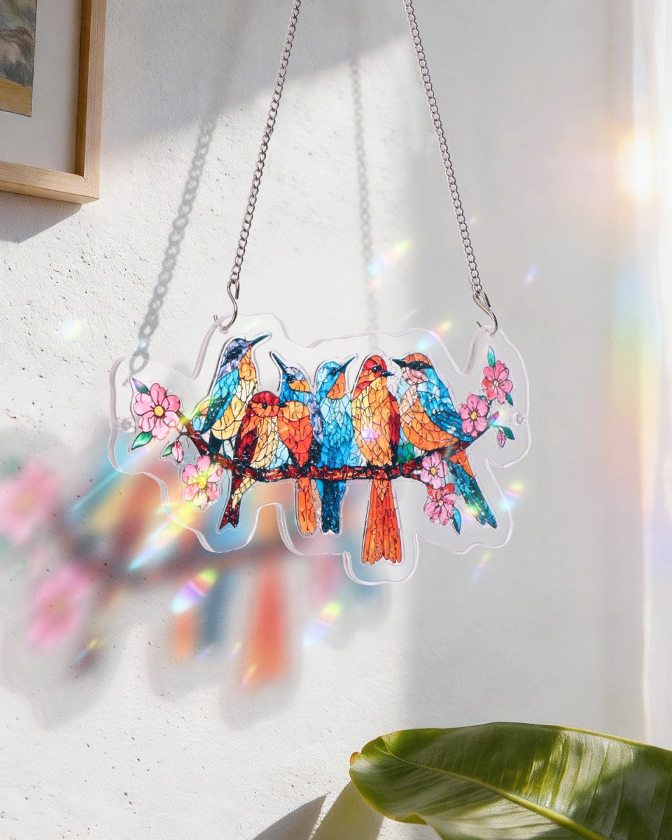 114 - piece Acrylic Jigsaw Puzzle Suncatcher - Blossom Songbirds - KAAYEE Puzzle