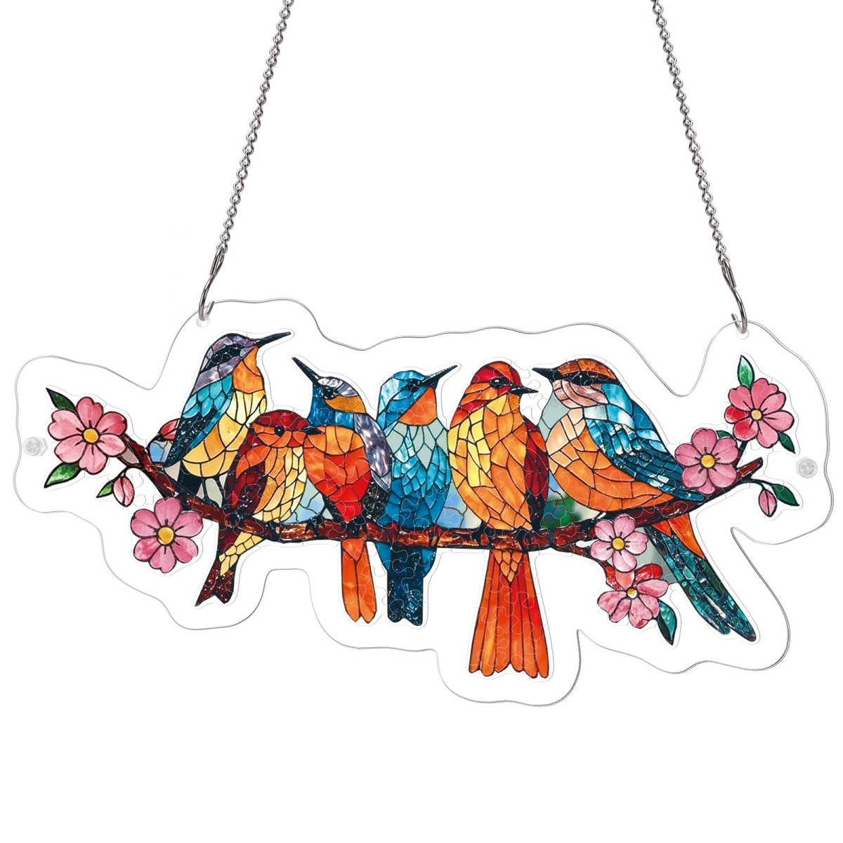114 - piece Acrylic Jigsaw Puzzle Suncatcher - Blossom Songbirds - KAAYEE Puzzle