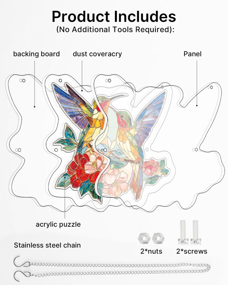 95 - piece Acrylic Jigsaw Puzzle Suncatcher - Two Birds of Spring - KAAYEE Puzzle