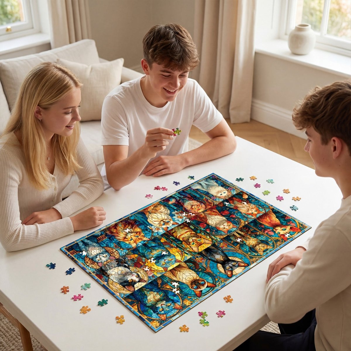 Artistic 1000 - Piece Cardboard Jigsaw Puzzle - Sea Glass Cat - KAAYEE Puzzle