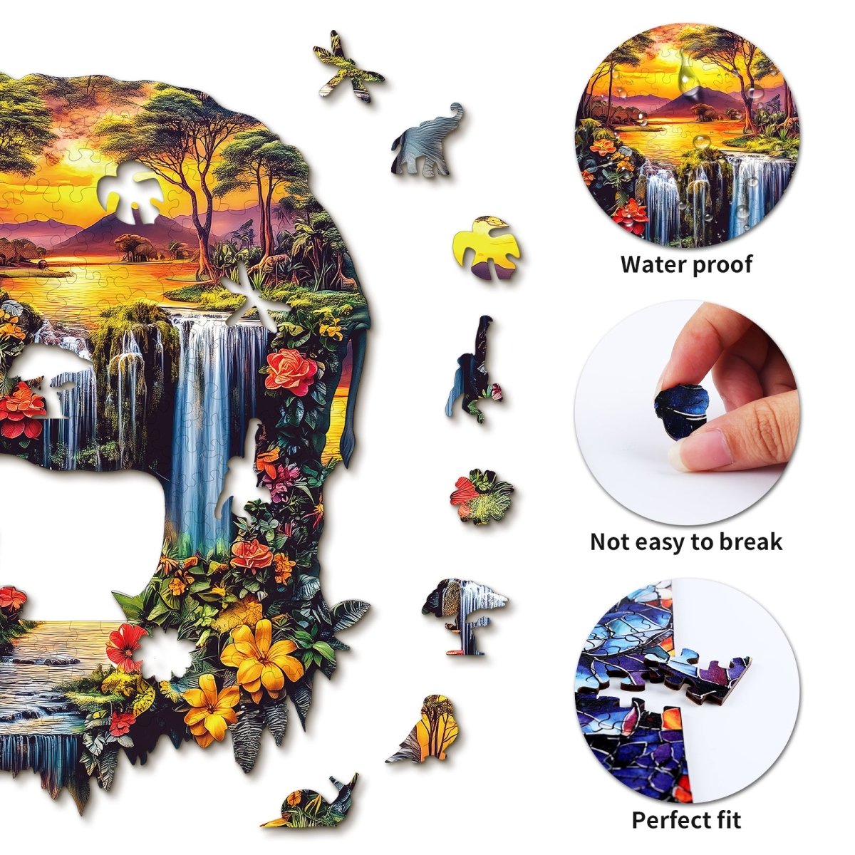 Elephant Eden Wooden Jigsaw Puzzle - KAAYEE Puzzle
