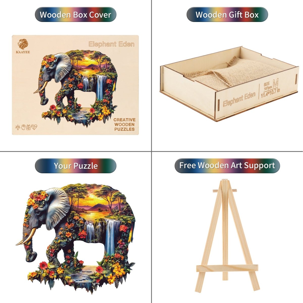Elephant Eden Wooden Jigsaw Puzzle - KAAYEE Puzzle