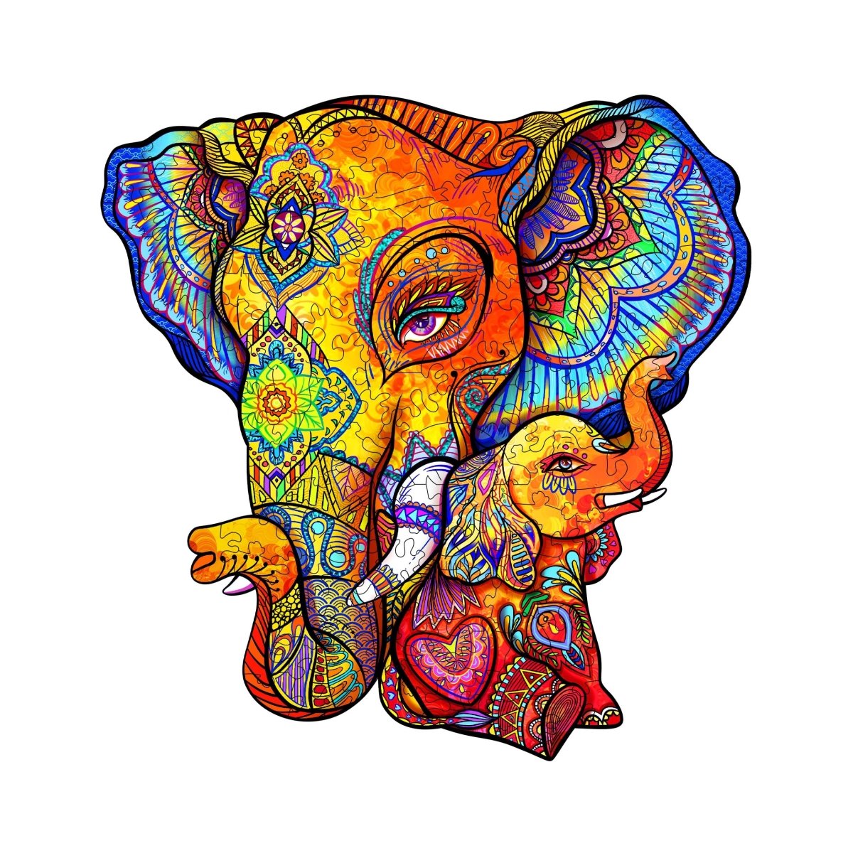 Elephant Puzzle Maternal Love Wooden Jigsaw Puzzle - KAAYEE Puzzle