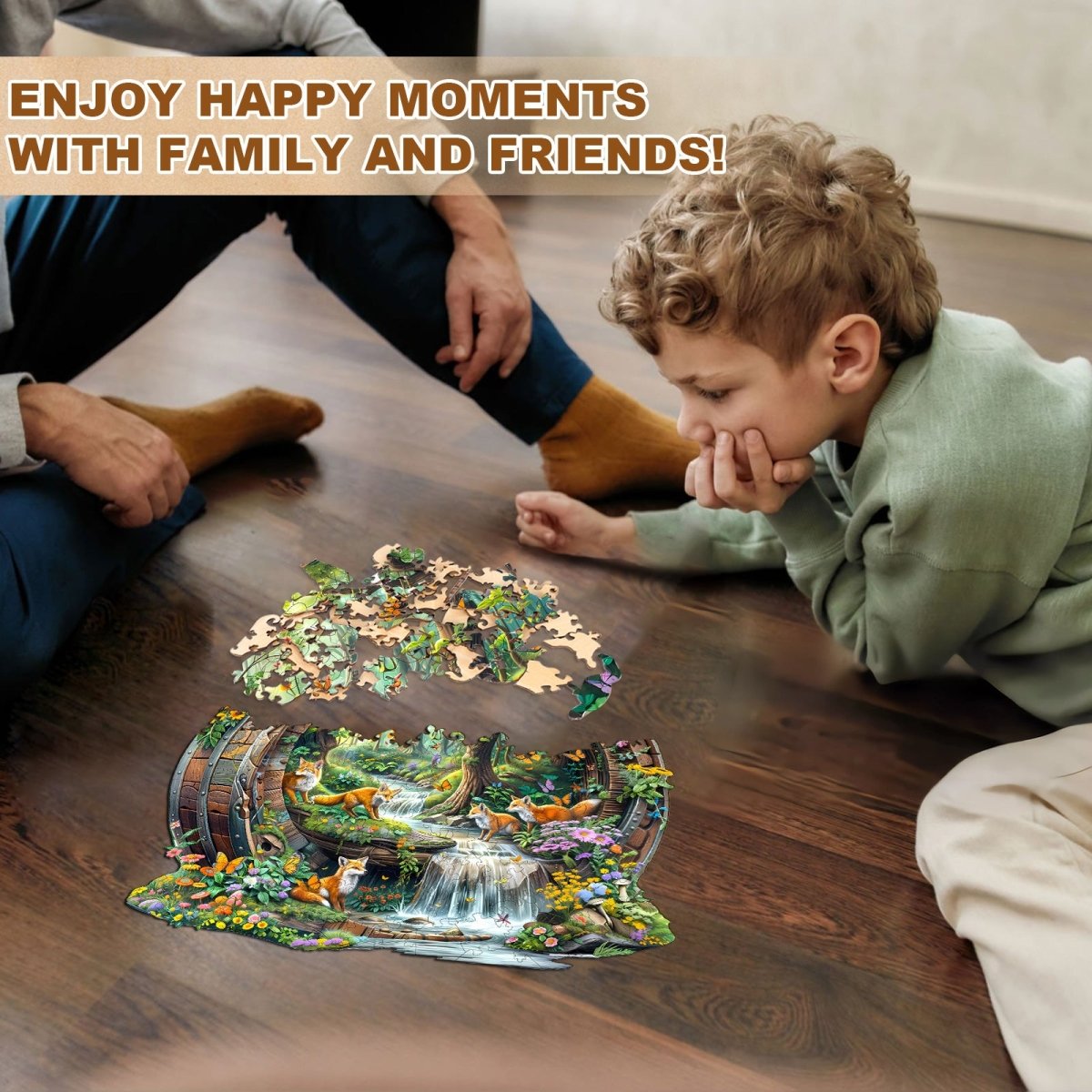 Happy foxes - 1 Wooden Jigsaw Puzzle - KAAYEE Puzzle