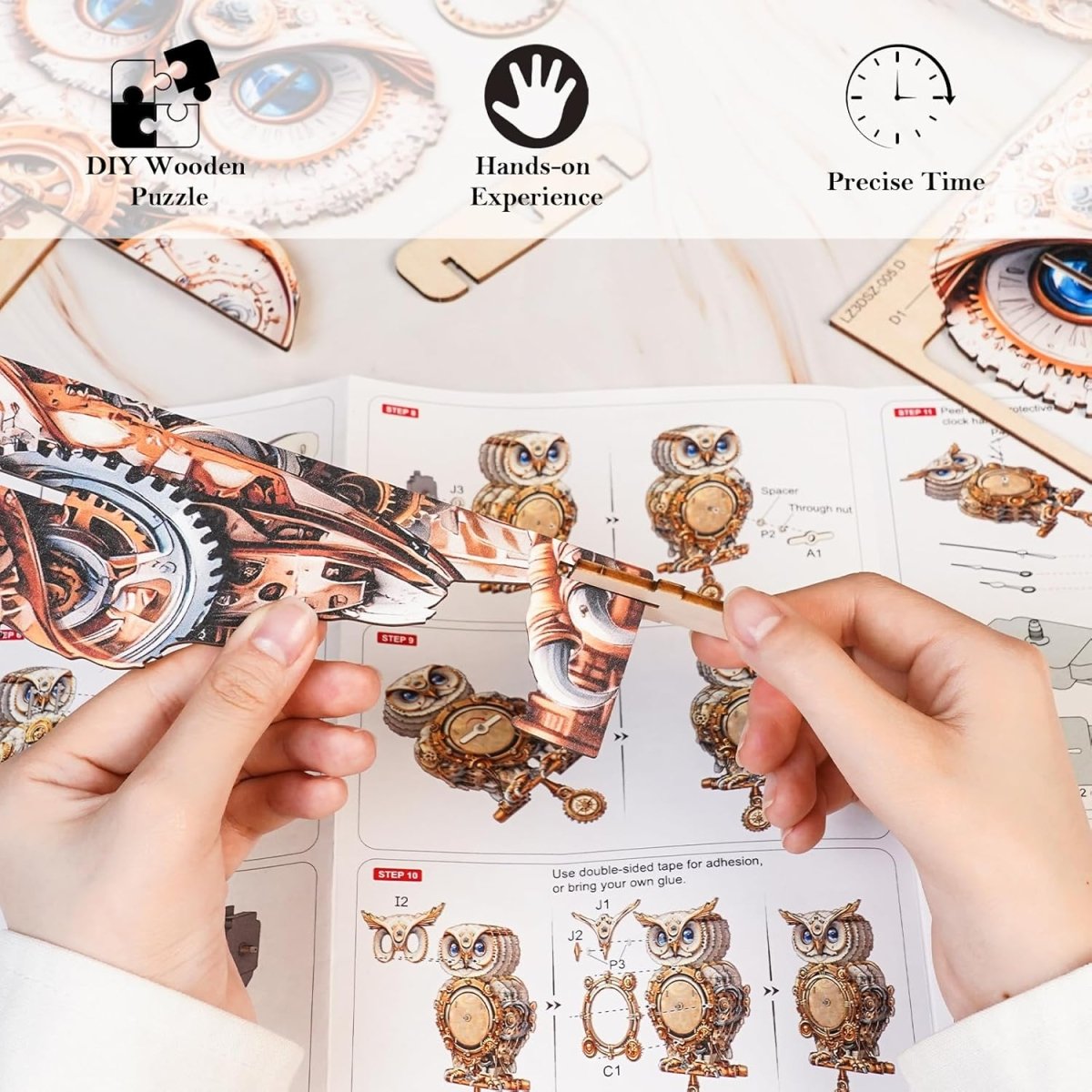 Mechanical Owl Clock DIY Wooden Puzzle - KAAYEE Puzzle