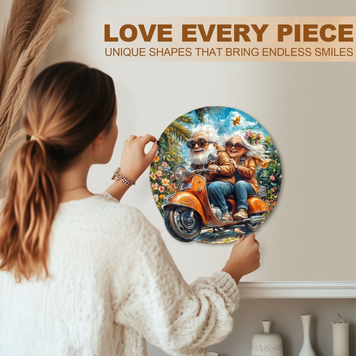 Motorcycle Granny - 2 Wooden Jigsaw Puzzle - KAAYEE Puzzle