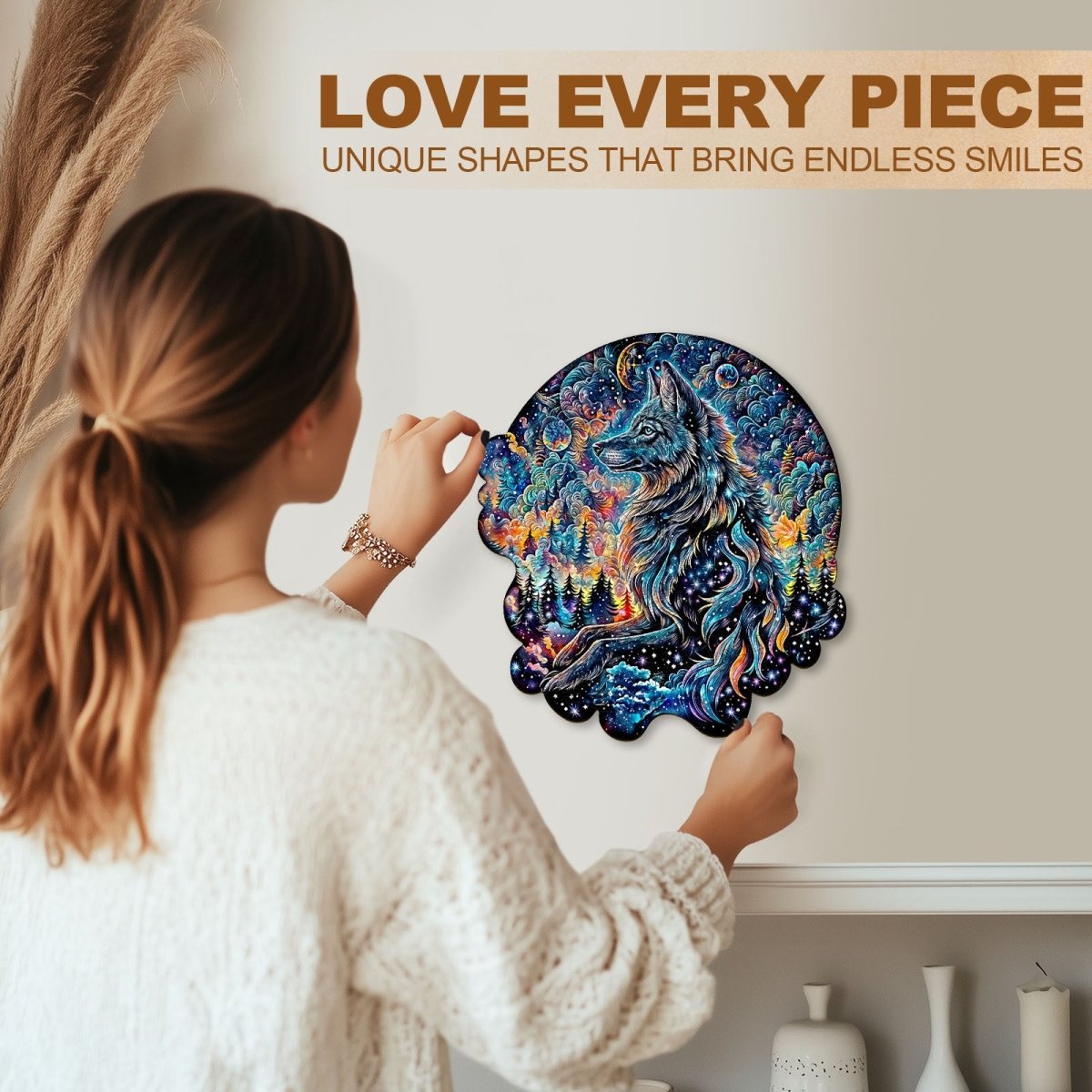 Nebula Wolf Wooden Jigsaw Puzzle - KAAYEE Puzzle