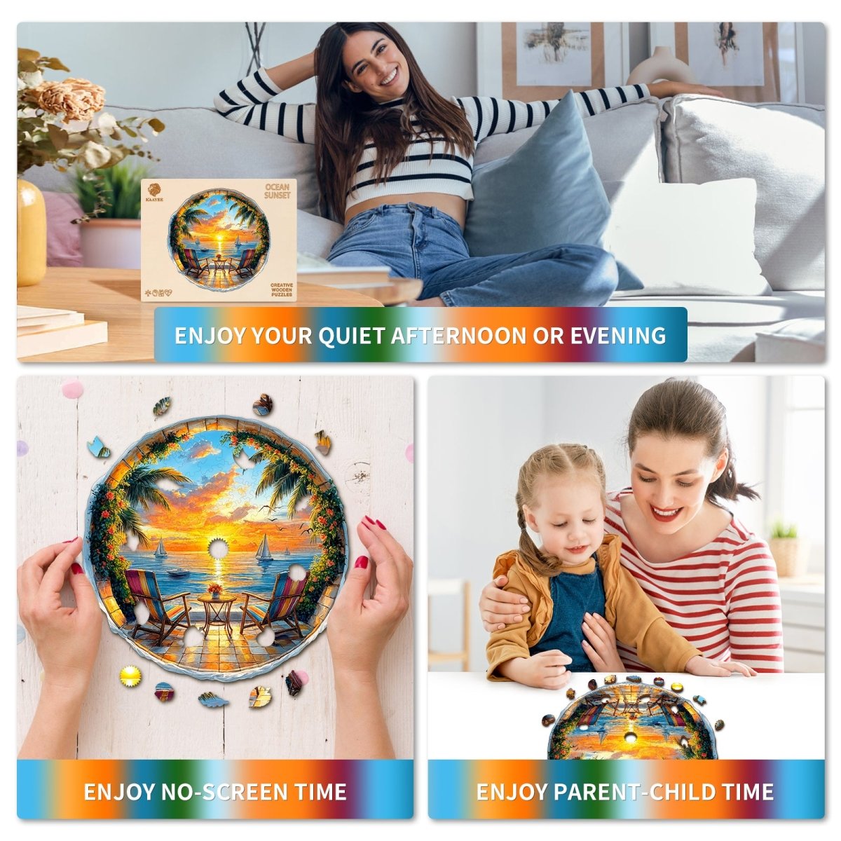 Ocean Sunset Wooden Jigsaw Puzzle - KAAYEE Puzzle
