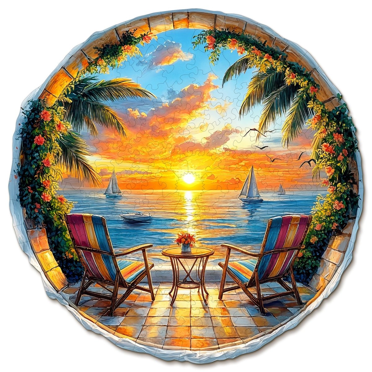 Ocean Sunset Wooden Jigsaw Puzzle - KAAYEE Puzzle
