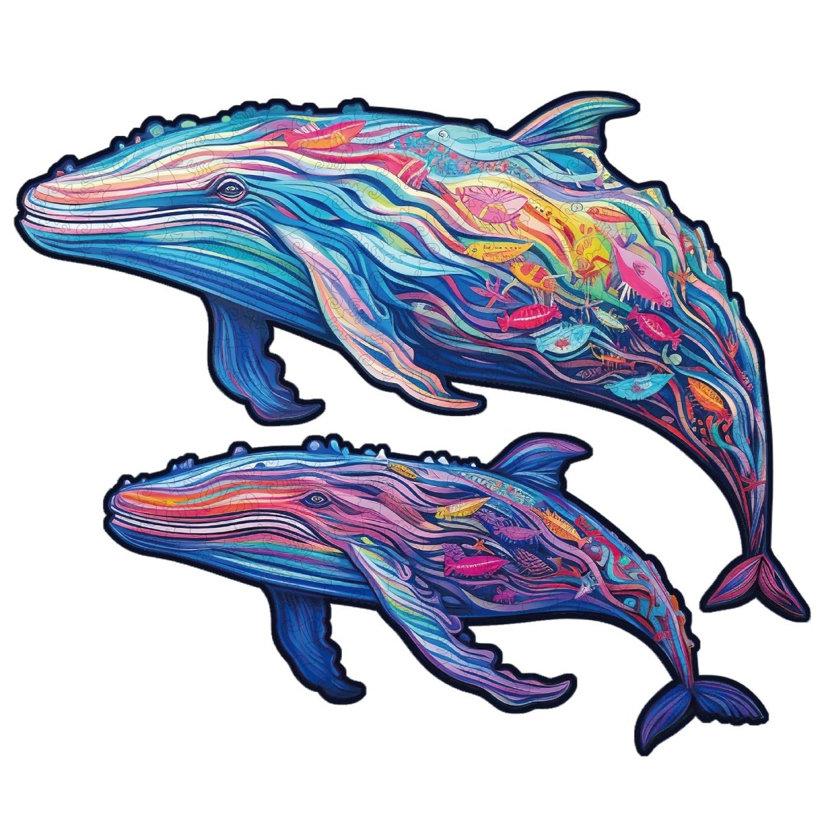 Parent child Whale Wooden Jigsaw Puzzle - KAAYEE Puzzle