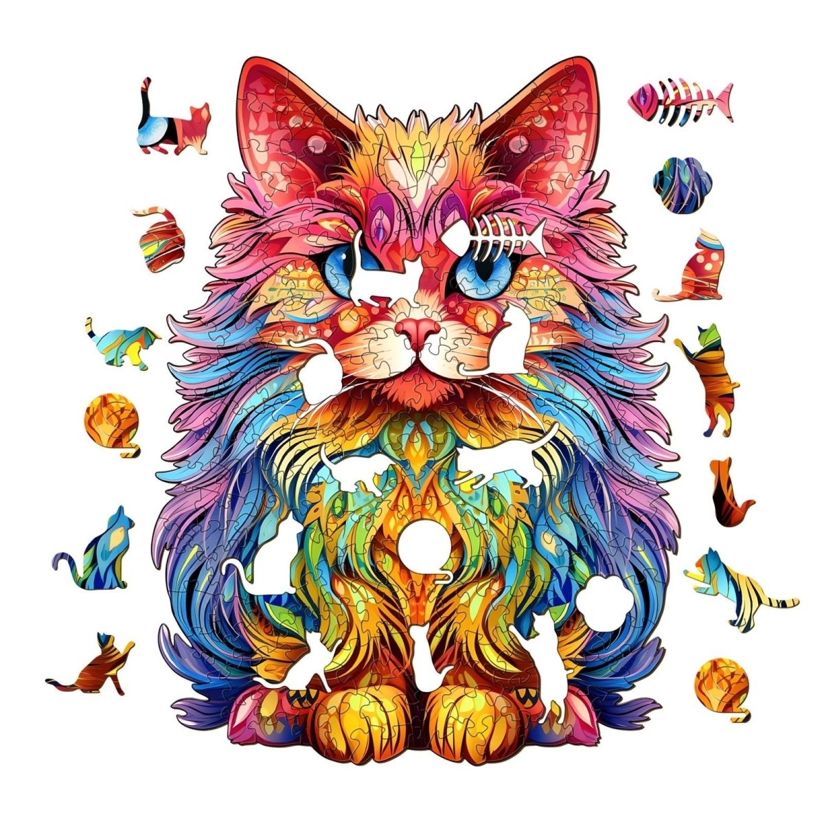 Persian Cat 3 Wooden Jigsaw Puzzle - KAAYEE Puzzle