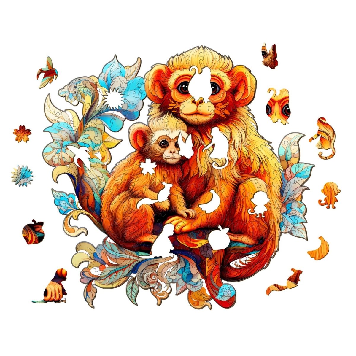 Rhinopithecus Family Wooden Jigsaw Puzzle - KAAYEE Puzzle