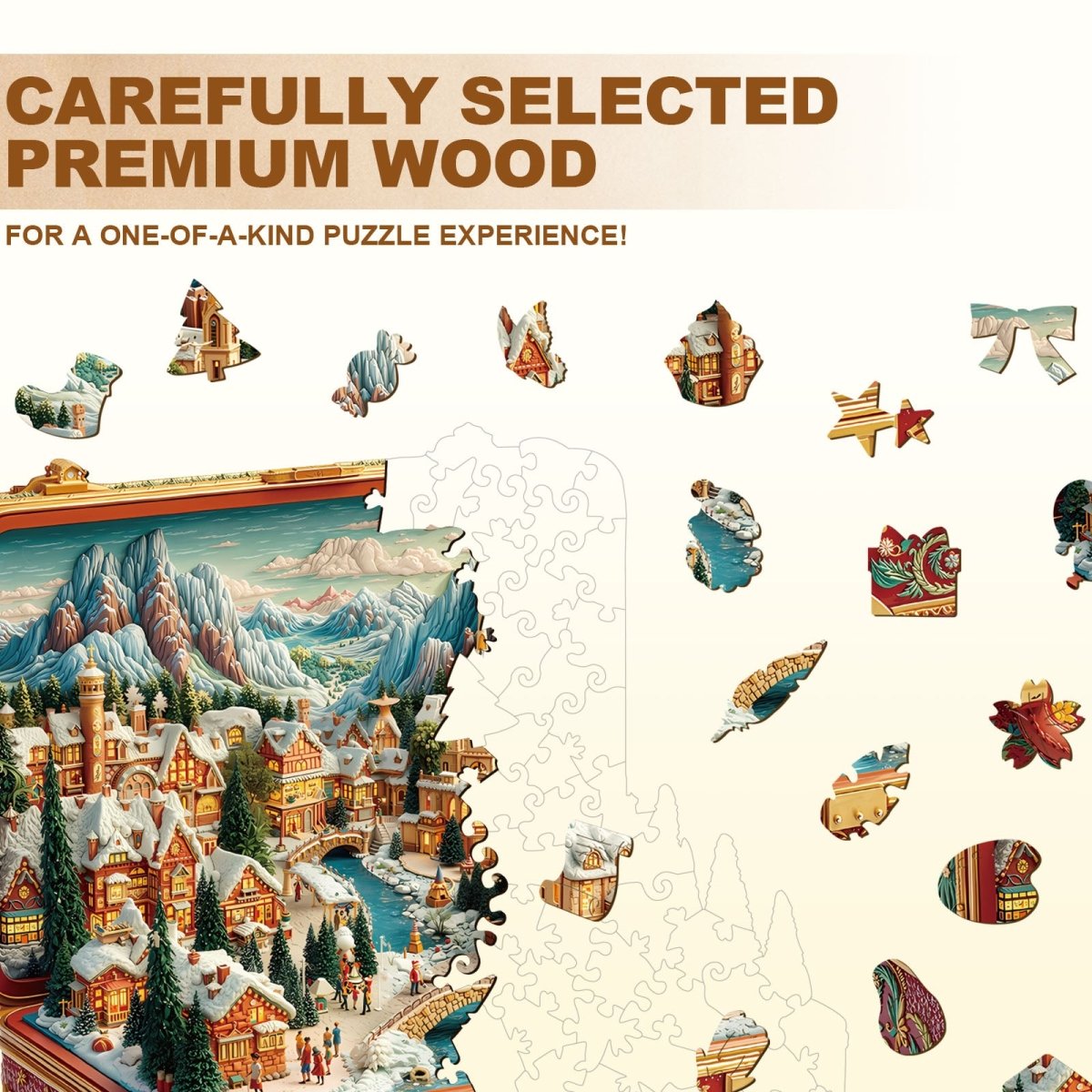 Suitcase Scenery - Christmas Wooden Jigsaw Puzzle - KAAYEE Puzzle