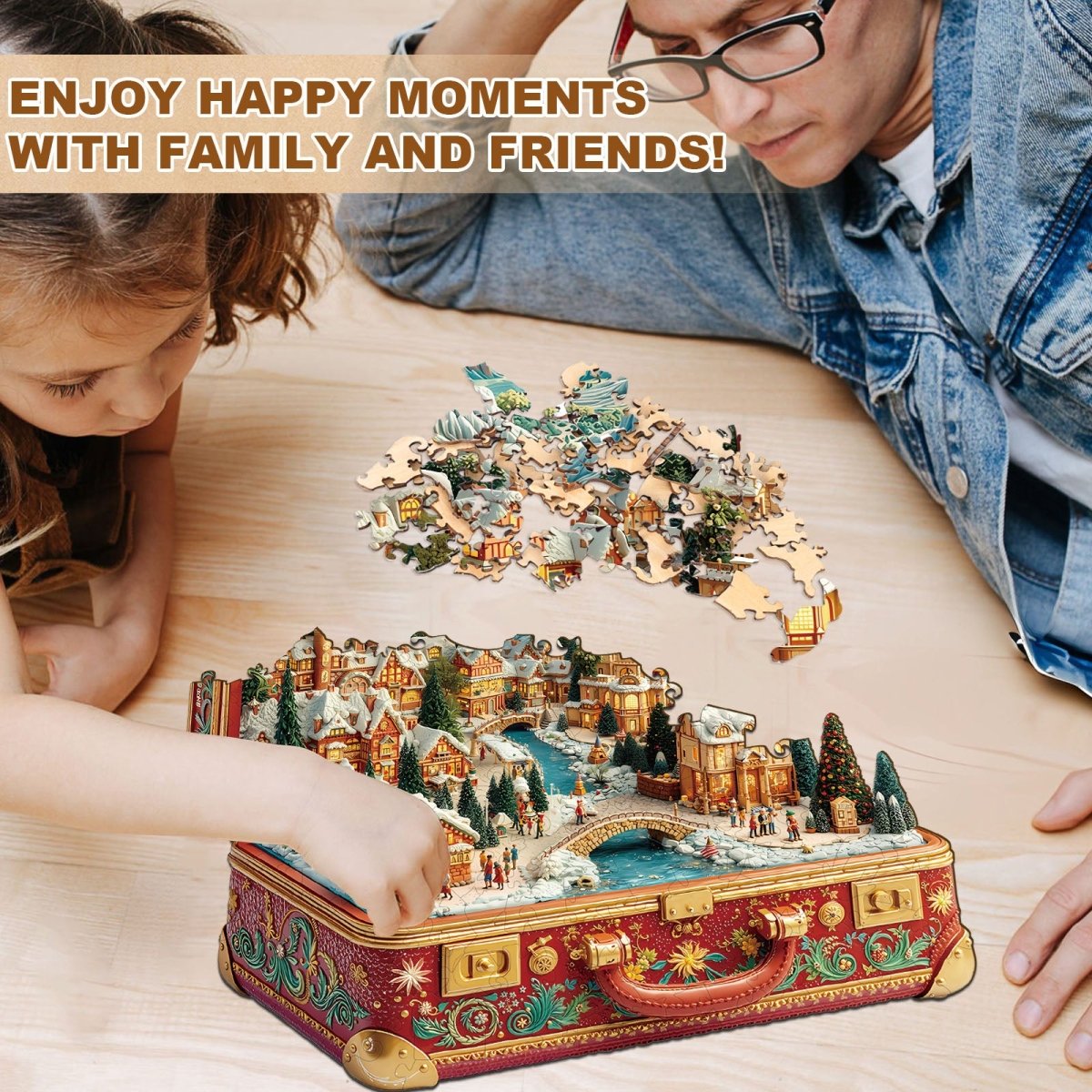 Suitcase Scenery - Christmas Wooden Jigsaw Puzzle - KAAYEE Puzzle