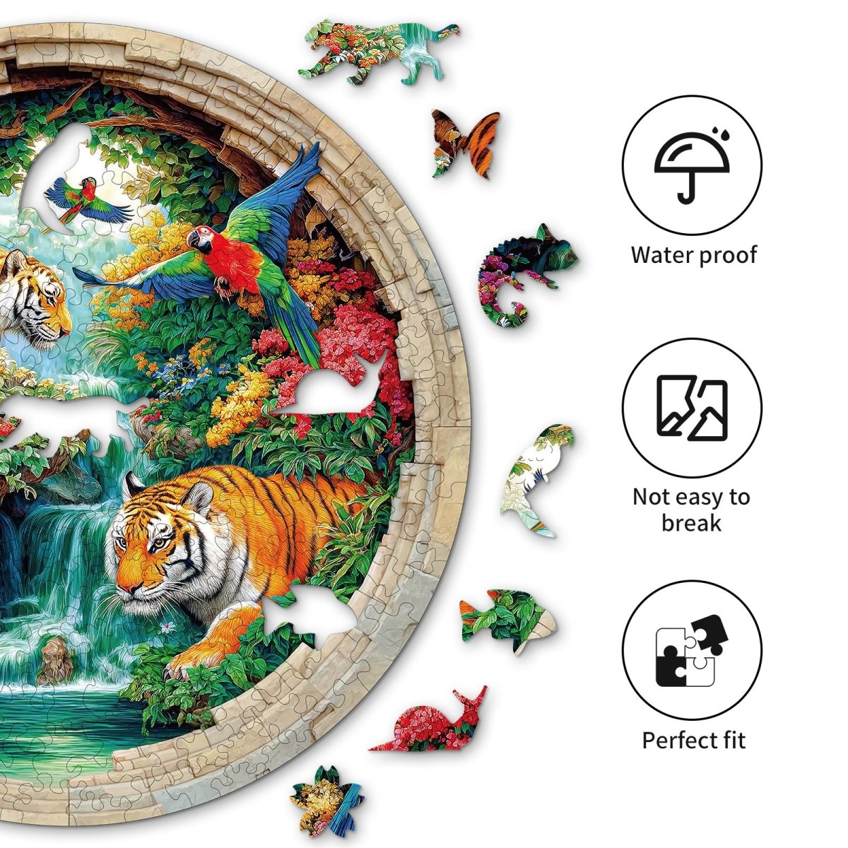 The Tiger Family Wooden Jigsaw Puzzle - KAAYEE Puzzle