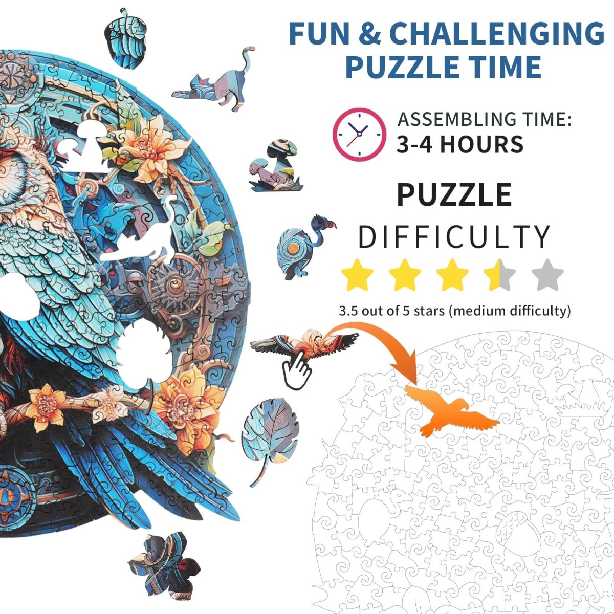 Wise Owl 2 Wooden Jigsaw Puzzle - KAAYEE Puzzle