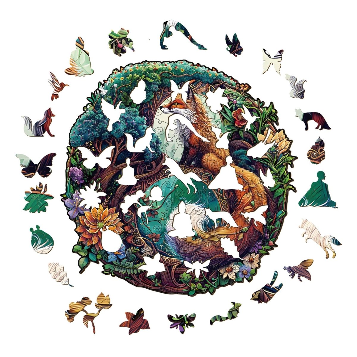 Yin Yang Fox 3 Wooden Jigsaw Puzzle - KAAYEE Puzzle