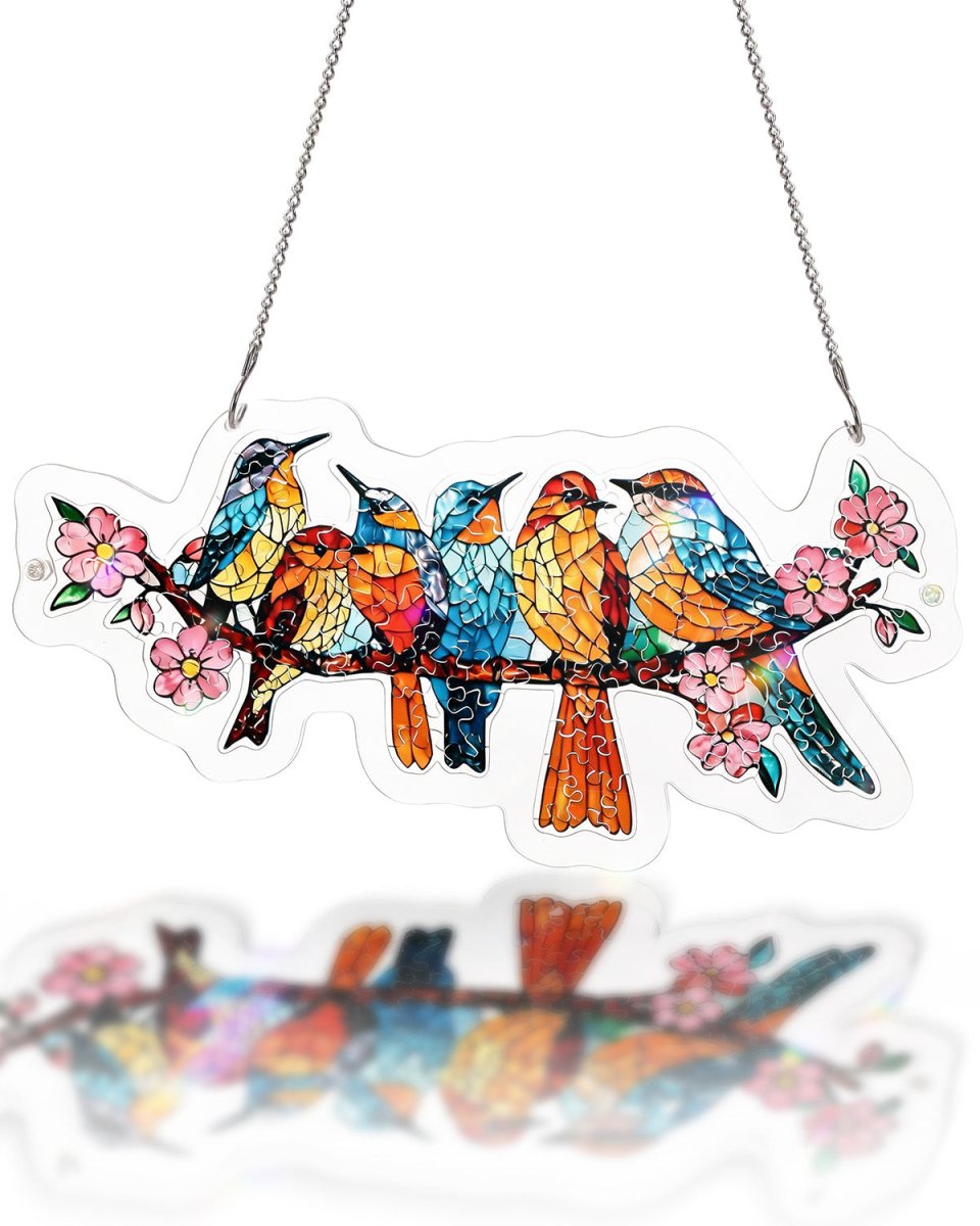 114 - piece Acrylic Jigsaw Puzzle Suncatcher - Blossom Songbirds - KAAYEE Puzzle