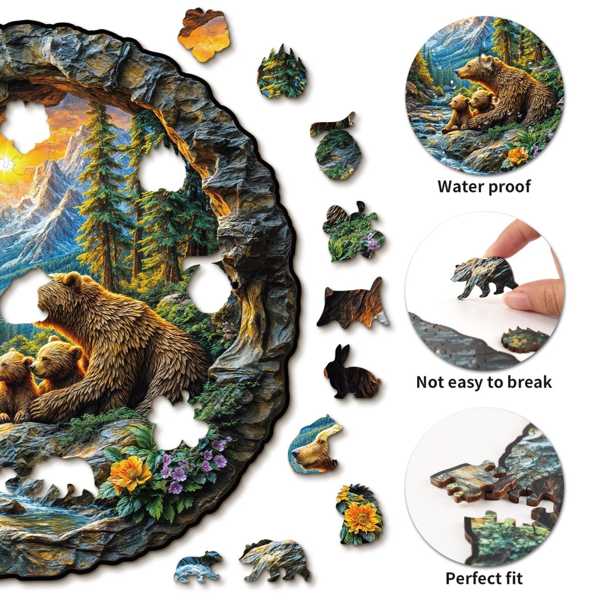 3D Bear Embrace Wooden Jigsaw Puzzle - KAAYEE Puzzle