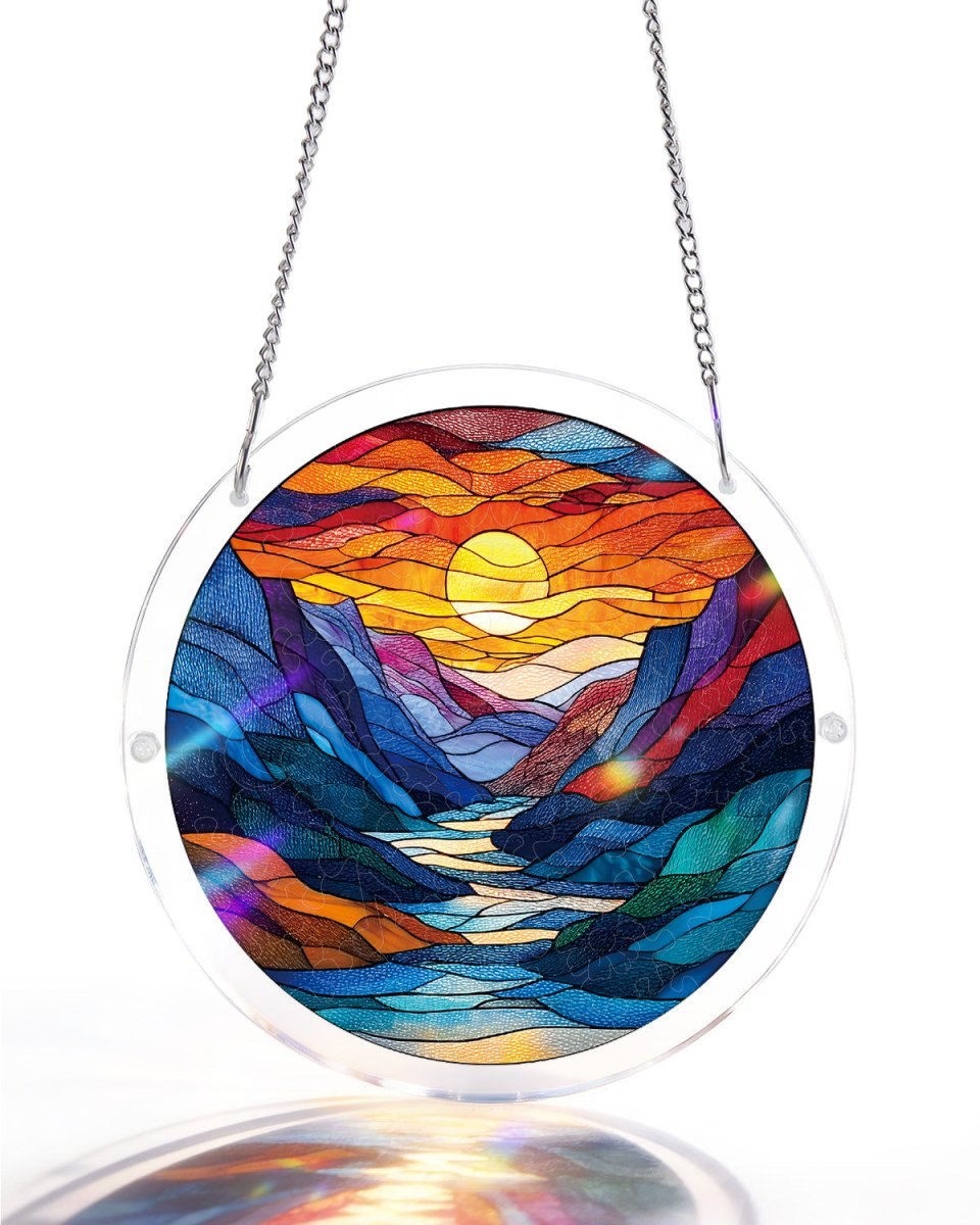 83 - piece Acrylic Jigsaw Puzzle Suncatcher - Moonlit Riverscape - KAAYEE Puzzle