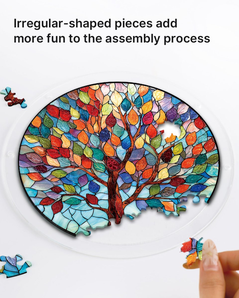 83 - piece Acrylic Jigsaw Puzzle Suncatcher - Vivid Tree of Life - KAAYEE Puzzle