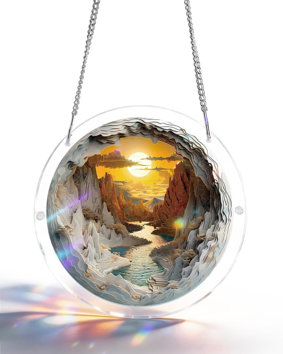 83 - piece Jigsaw Puzzle Acrylic Suncatcher - Sunset Canyon - KAAYEE Puzzle