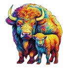 American Bison Family Wooden Jigsaw Puzzle - KAAYEE Puzzle