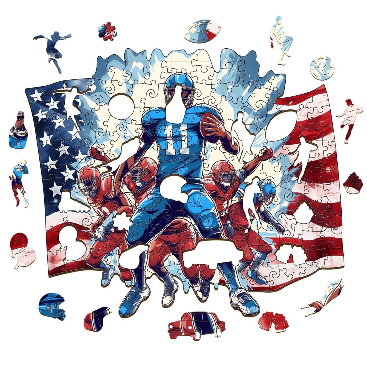 American Football Wooden Jigsaw Puzzle - KAAYEE Puzzle