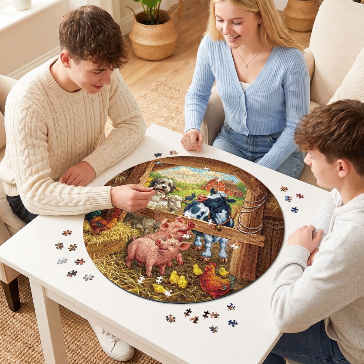 Artistic 1000 - Piece Cardboard Jigsaw Puzzle - Cute Critter Farm - KAAYEE Puzzle