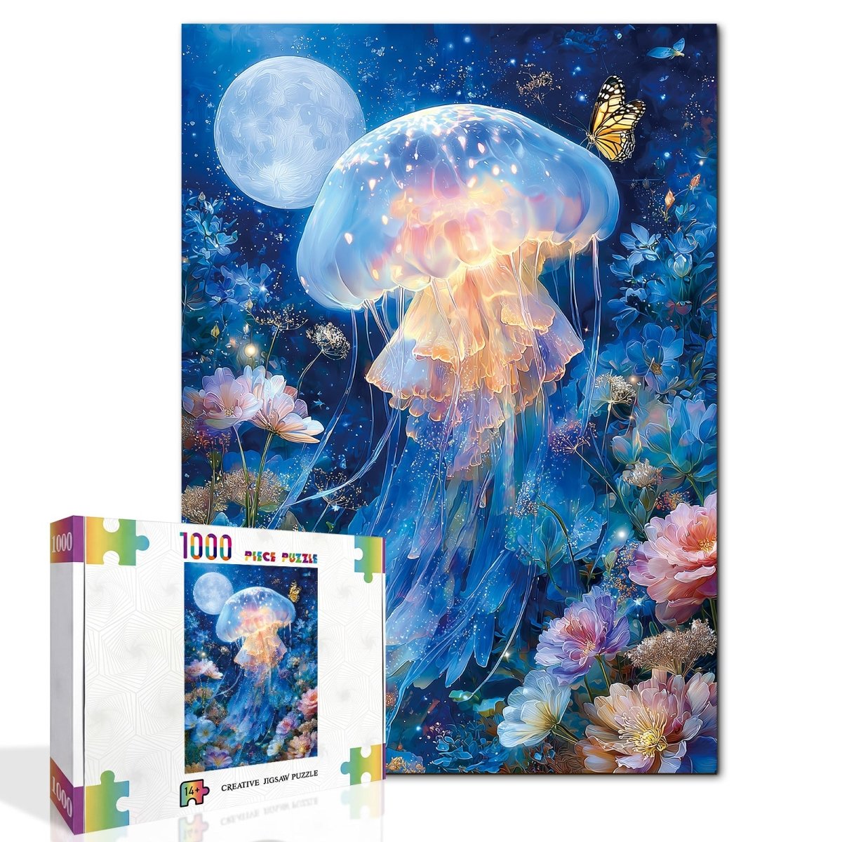 Artistic 1000 - Piece Cardboard Jigsaw Puzzle - Moonlit Jellyfish - KAAYEE Puzzle