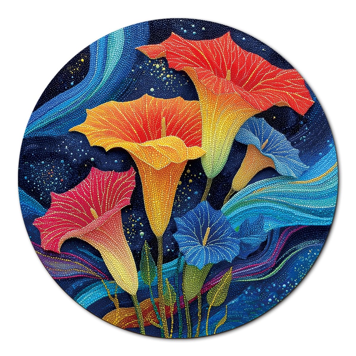 Artistic 1000 - Piece Cardboard Jigsaw Puzzle - Moonlit Waves of Flowers - KAAYEE Puzzle