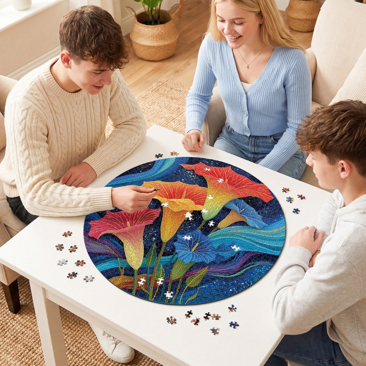 Artistic 1000 - Piece Cardboard Jigsaw Puzzle - Moonlit Waves of Flowers - KAAYEE Puzzle