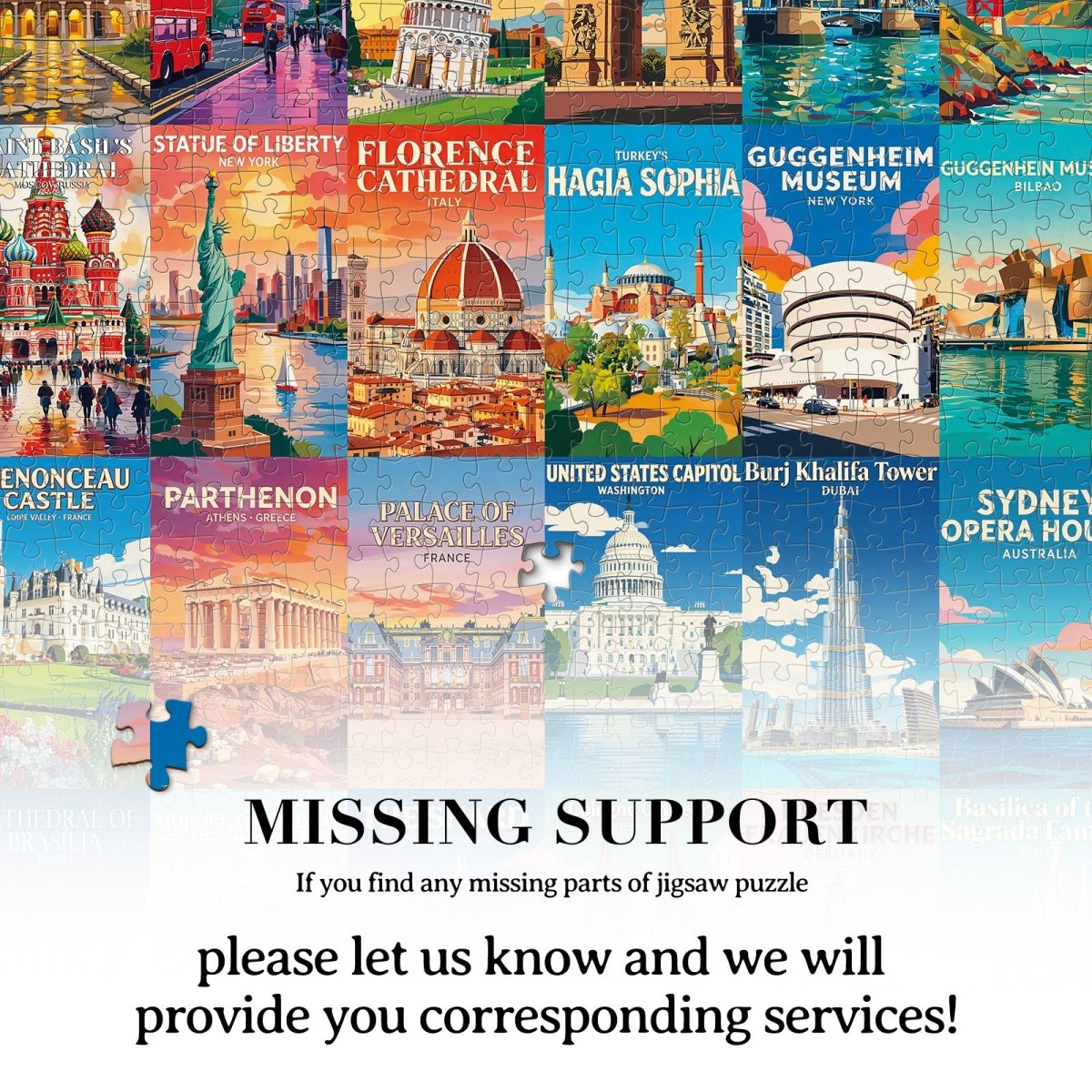 Artistic 1000 - Piece Cardboard Jigsaw Puzzle - World Architectural Wonders - KAAYEE Puzzle