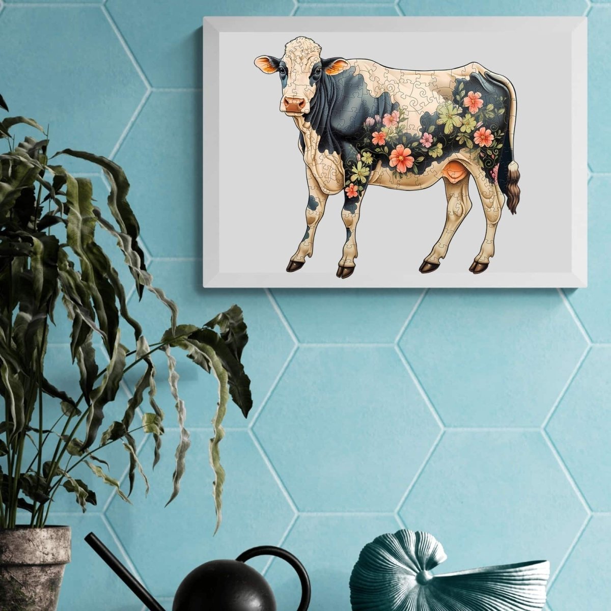 Black and White Dairy Cattle Wooden Jigsaw Puzzle - KAAYEE Puzzle