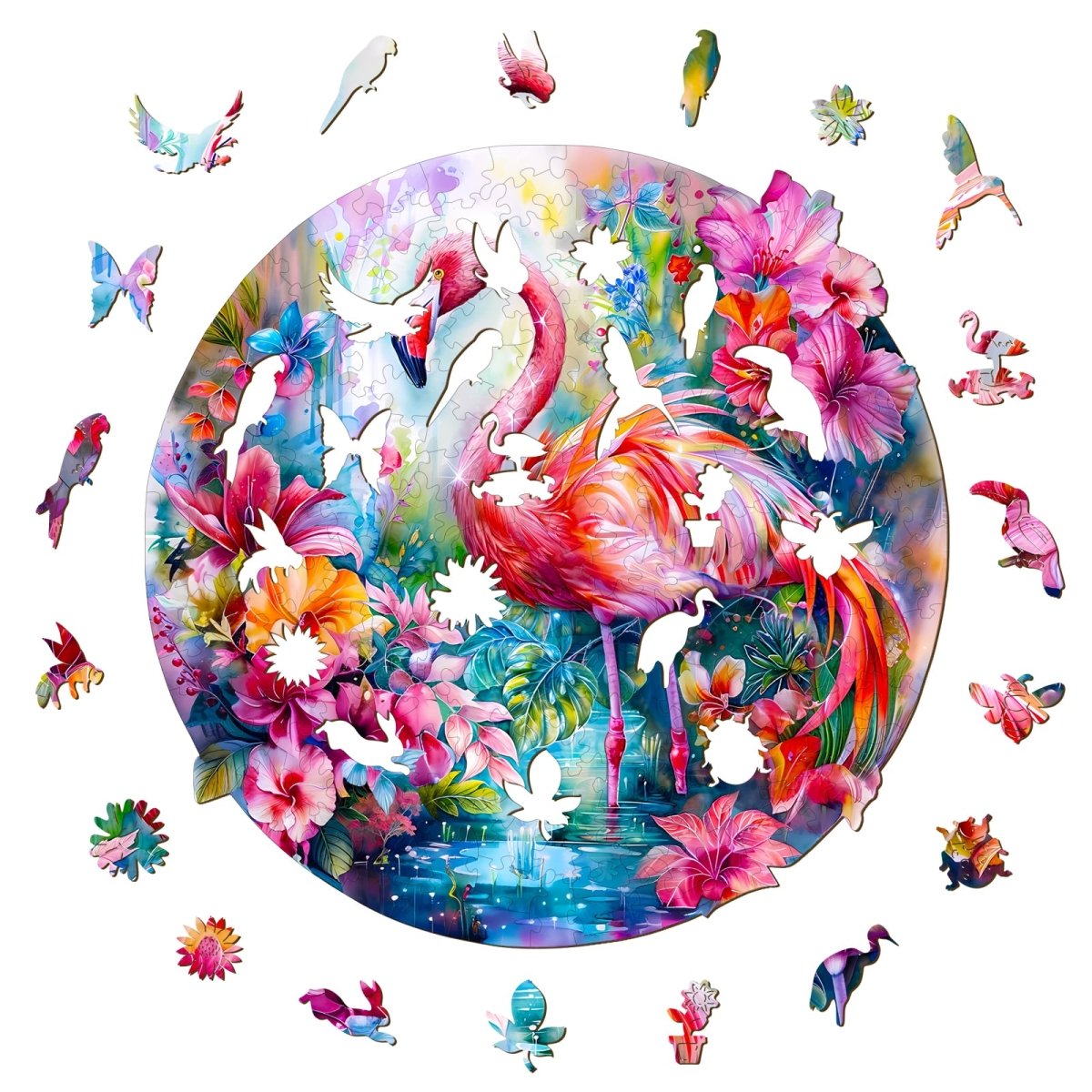 Charming flamingo Wooden Jigsaw Puzzle - KAAYEE Puzzle