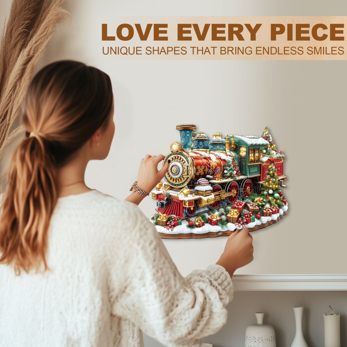 Christmas Train Wooden Jigsaw Puzzle - KAAYEE Puzzle
