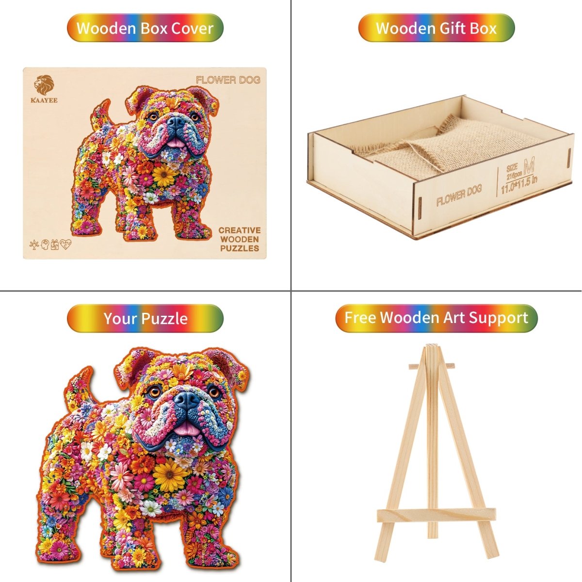 Flower Dog Wooden Jigsaw Puzzle - KAAYEE Puzzle