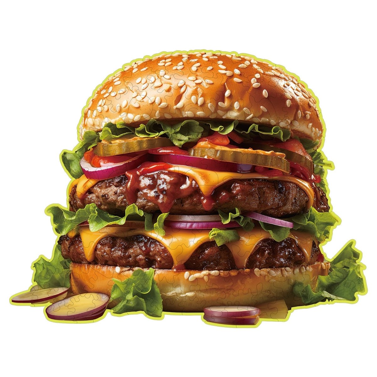 Hamburger Wooden Jigsaw Puzzle - KAAYEE Puzzle