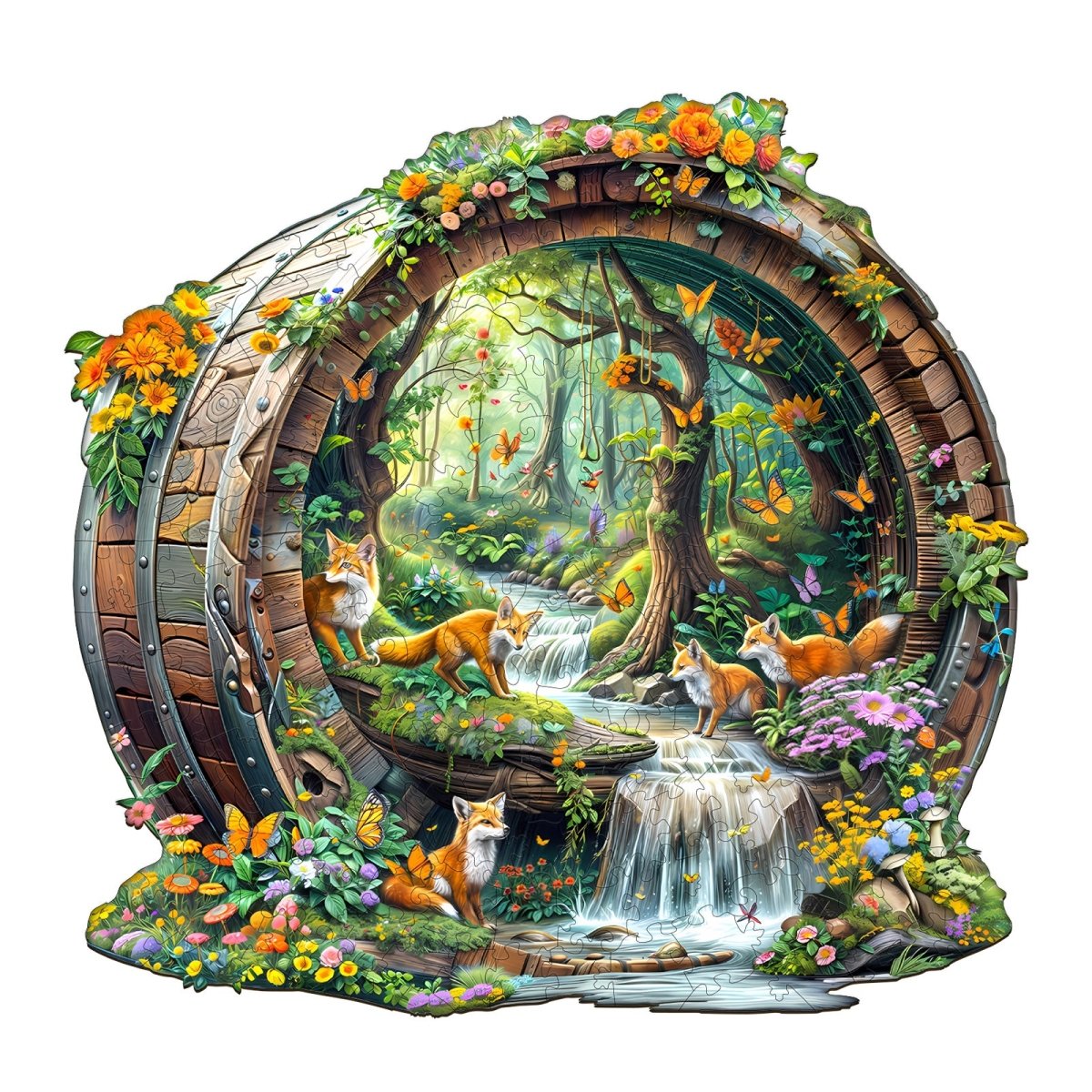 Happy foxes - 1 Wooden Jigsaw Puzzle - KAAYEE Puzzle