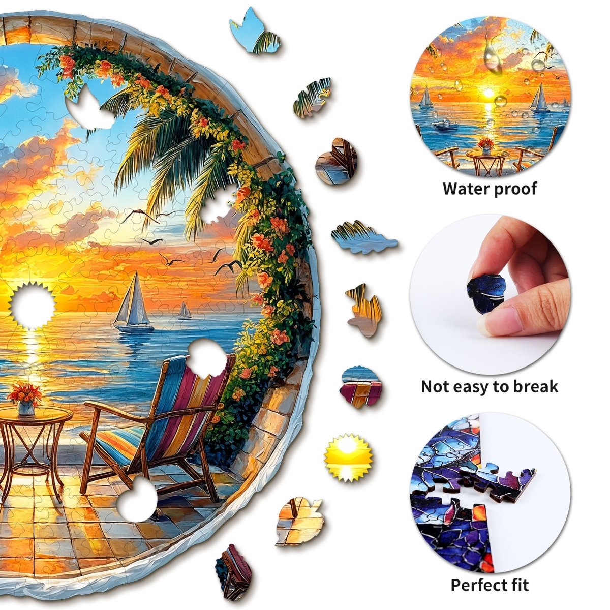 Ocean Sunset Wooden Jigsaw Puzzle - KAAYEE Puzzle