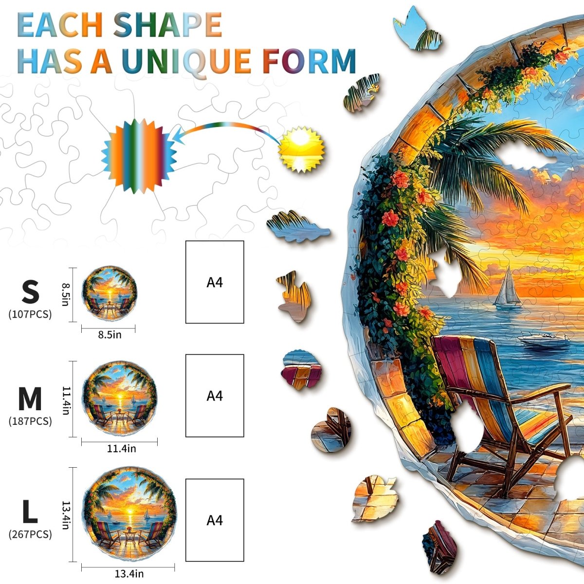 Ocean Sunset Wooden Jigsaw Puzzle - KAAYEE Puzzle