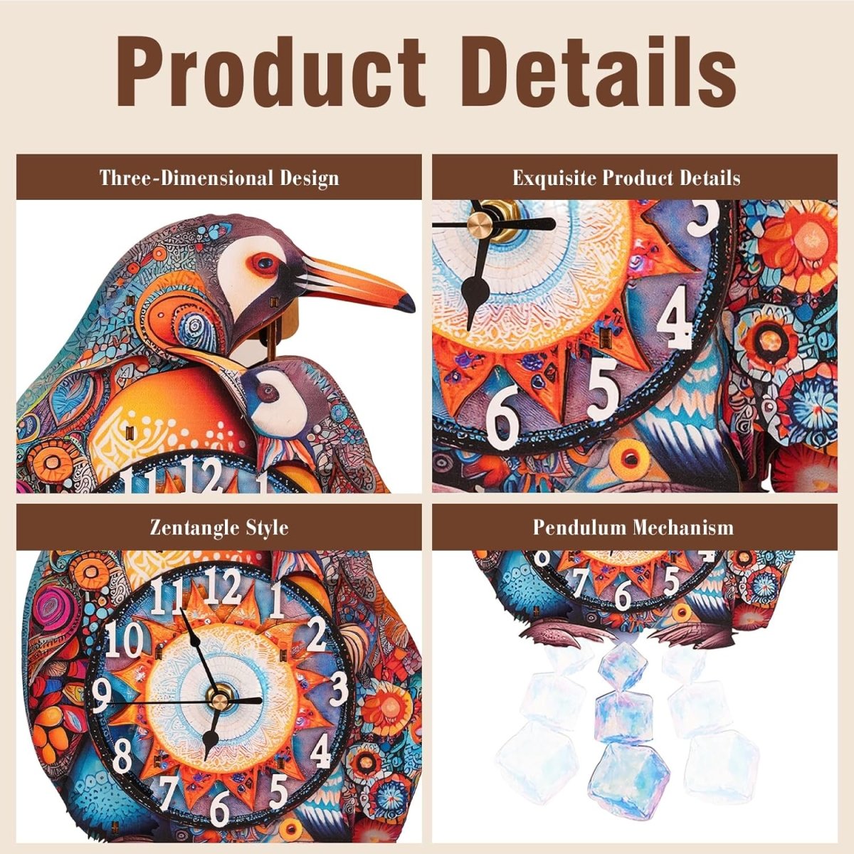 Penguin Family Clock DIY Wooden Puzzle - KAAYEE Puzzle