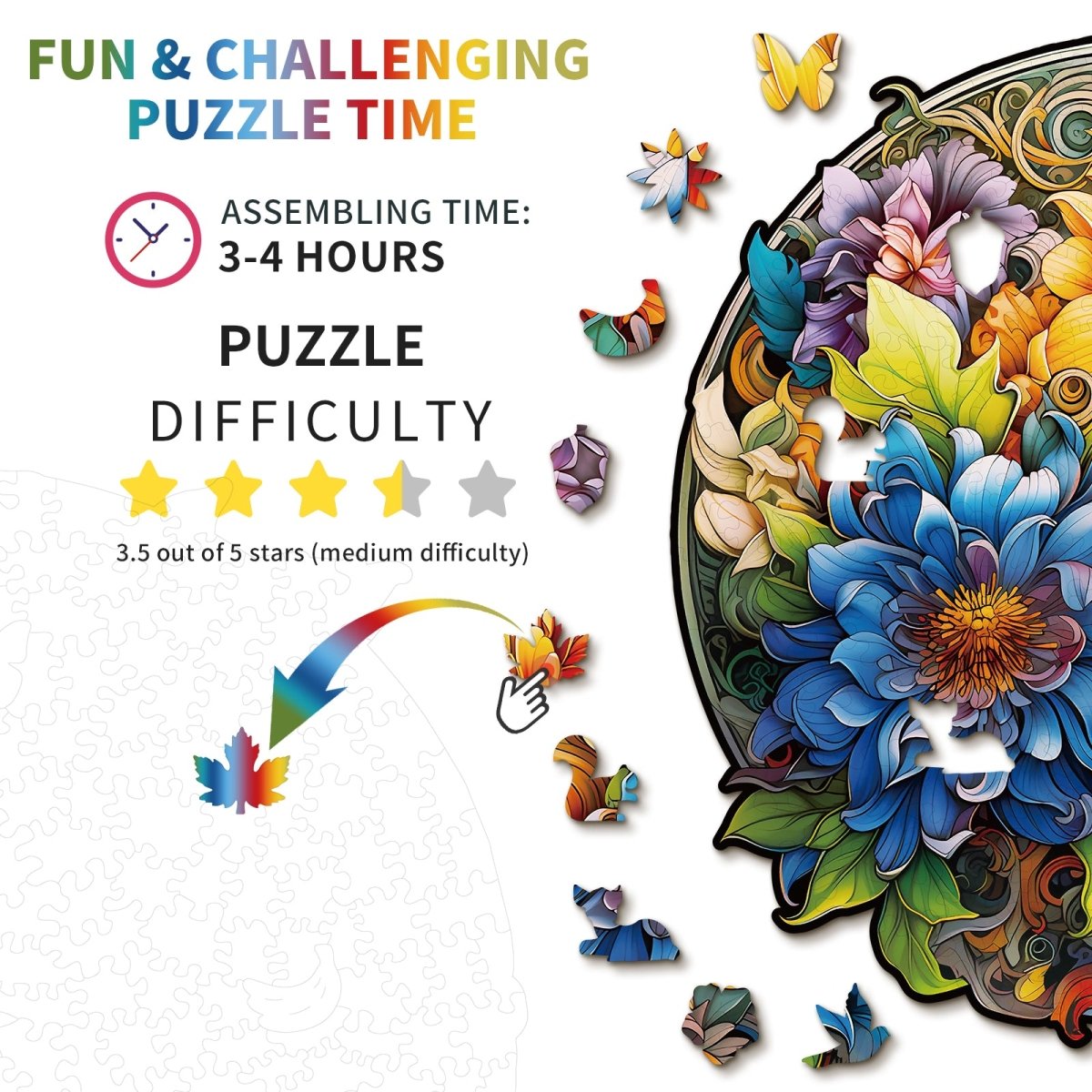 Prosperous Bloom Flower Wooden Jigsaw Puzzle - KAAYEE Puzzle