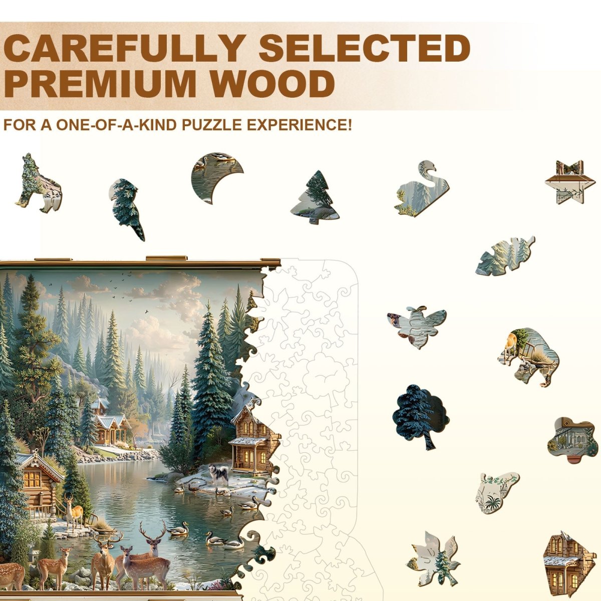 Suitcase scenery - Nordic forest Wooden Jigsaw Puzzle - KAAYEE Puzzle
