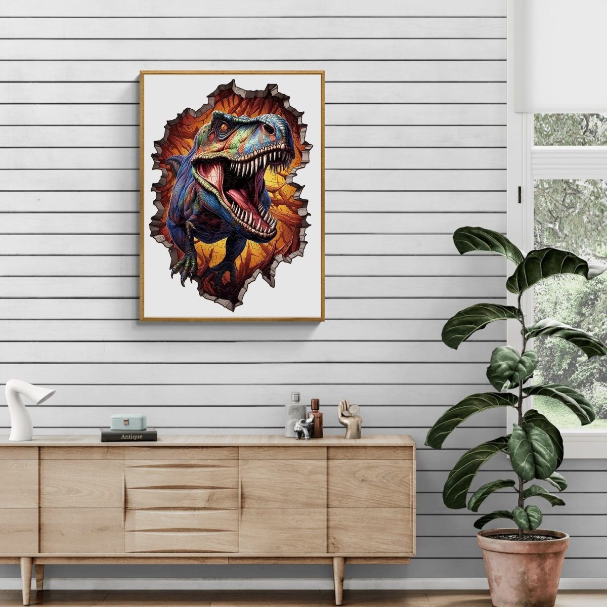 Wall Breaking T rex Wooden Jigsaw Puzzle - KAAYEE Puzzle