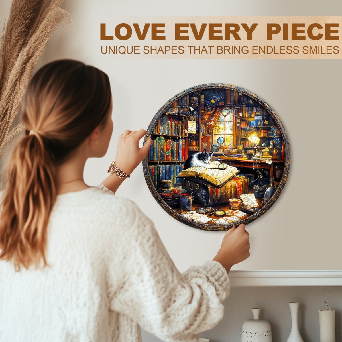 Whiskers Library - 1 Wooden Jigsaw Puzzle - KAAYEE Puzzle